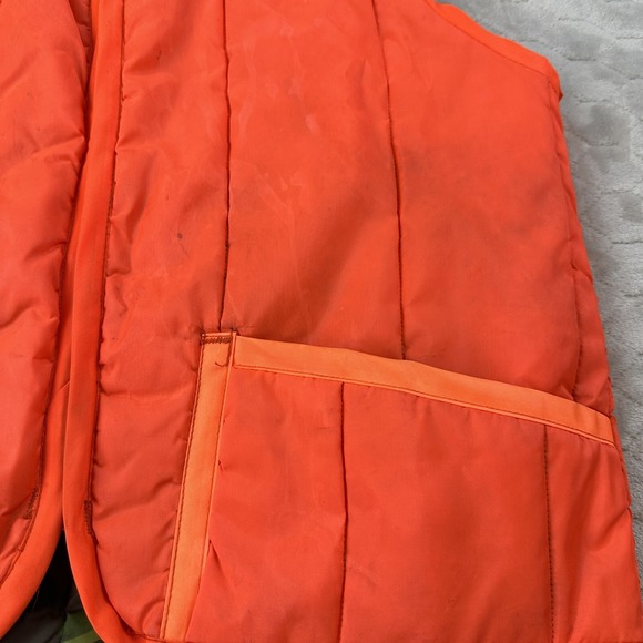 VTG Hunting Vest Reversible Woodland Camo Blaze Orange - Sz L - Simco Zipper - Picture 9 of 14